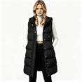 thumbnail image 1 of Womens Puff Vest Outwear with Hood Loose Fit Warm Full Zip Casual Winter Sleeveless Quilted Jacket Black XL, 1 of 7