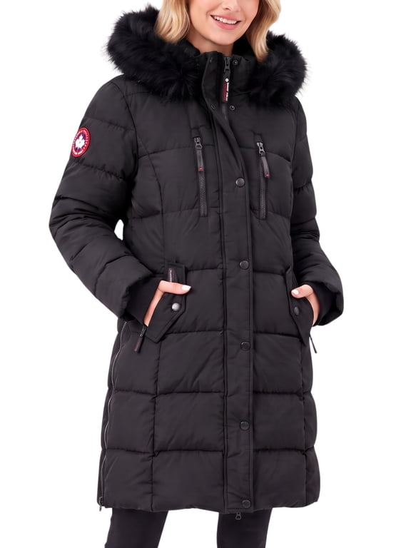 Womens Puffer Coat with Hood - Long Heavyweight Winter Parka, Faux Fur