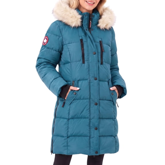 Womens Puffer Coat with Hood - Long Heavyweight Winter Parka, Faux Fur