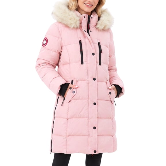 Womens Puffer Coat with Hood - Long Heavyweight Winter Parka, Faux Fur