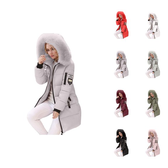 Womens Puffer Jacket 2026 Trendy Long Sleeve Slim Fit Mid Length Full Zip Up Thick Warm Winter Coats with Pockets