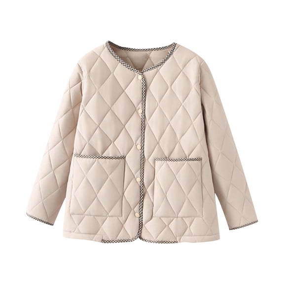 Womens Puffer Jacket Solid Casual Long Sleeve Plus Size Cotton Winter Coat with Pockets