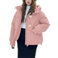 thumbnail image 1 of Womens Puffer Jacket Solid Color Zip Hooded Warm Jacket, Long Sleeve Casual Coat with Dual Pockets, 1 of 6
