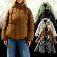 thumbnail image 1 of Womens Puffer Jacket Warm Winter Coat for Women Plus Size Long Sleeves Puffy Jackets Coats with Zipper Double Pockets Casual Warm Winter Outwear Beige XL, 1 of 6