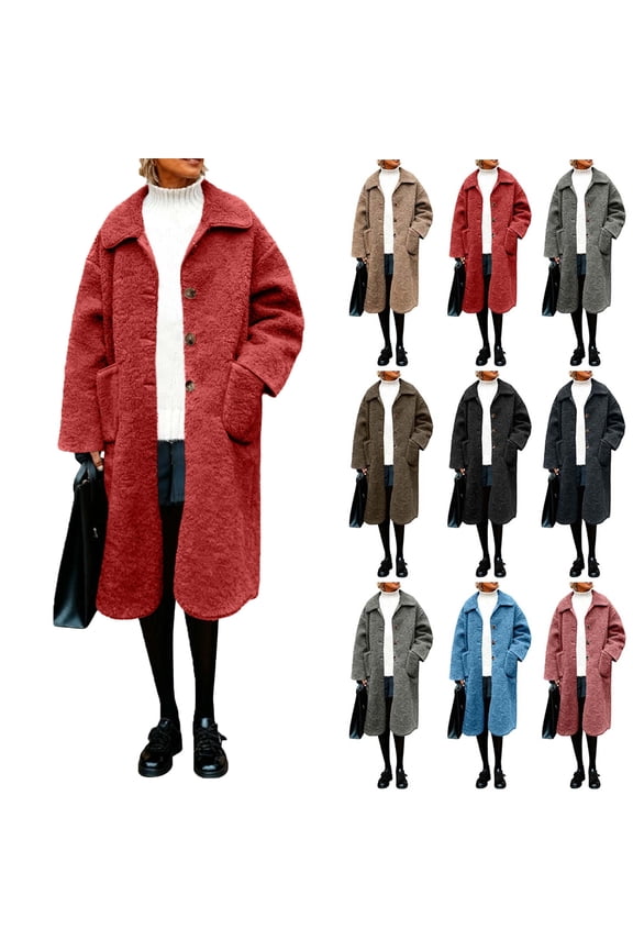 Womens Puffer Jacket Winter Clothing for WomenLadies' Fashionable Casual Solid Color With Lapel Long Sleeved Coat Jacket TopWineL