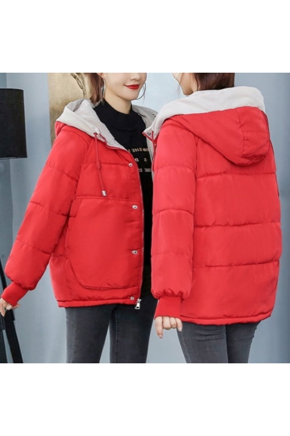 Womens Puffer Jacket Winter Coats Heavyweight Windbreaker Loose Fit Fluffy Warm Hooded Overcoats