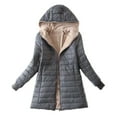 thumbnail image 1 of Womens Puffer Down Jacket Winter Fleece Lined Jackets Warm Faux Fur Long Coat Ladies Quilted Zip Puff Coats Waterproof Padded Overcoat Outdoor Ski Hiking Thicken Outwear with Pockets Hooded, 1 of 2