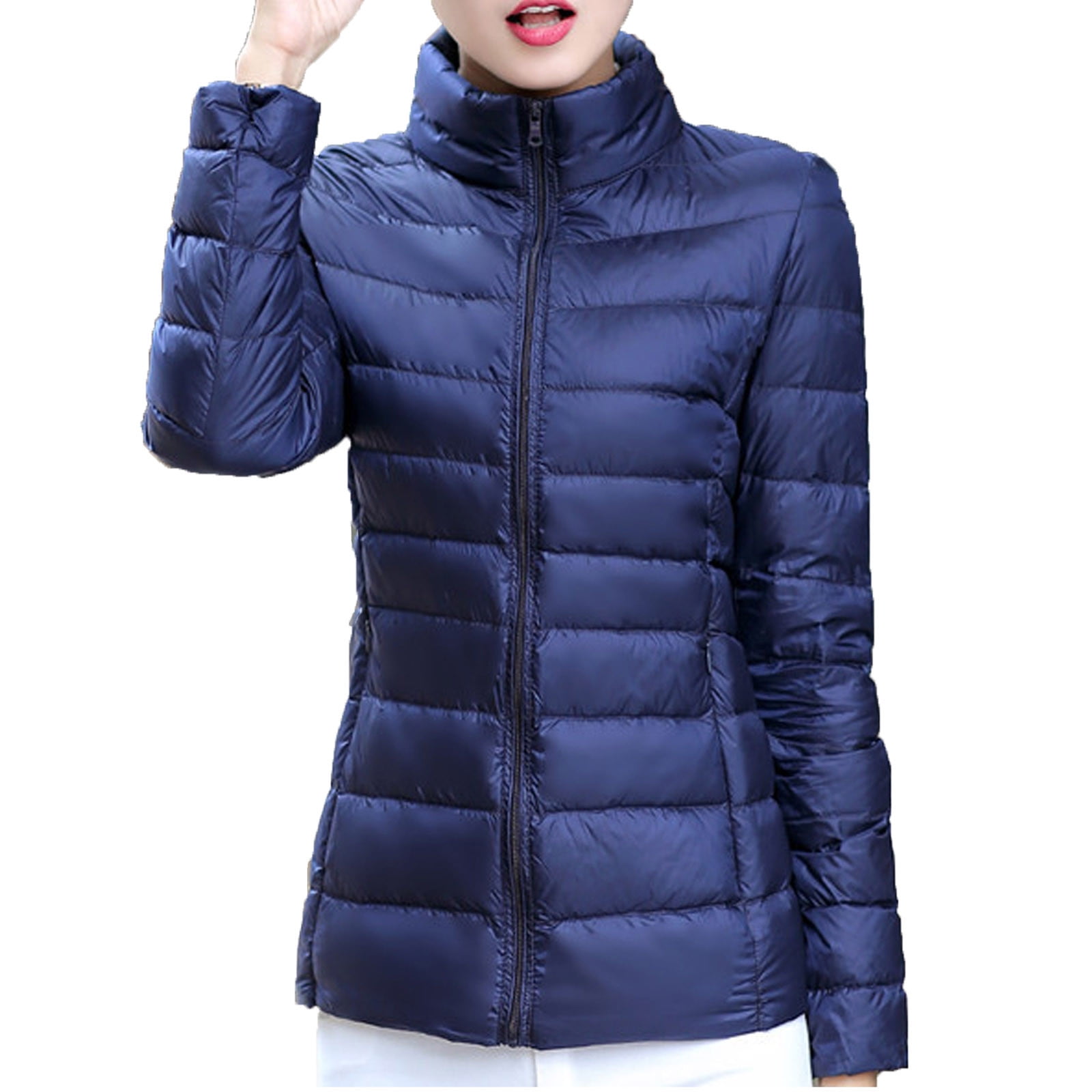Womens Puffer Jacket Winter Warm Stand Collar Packable Down Jacket ...