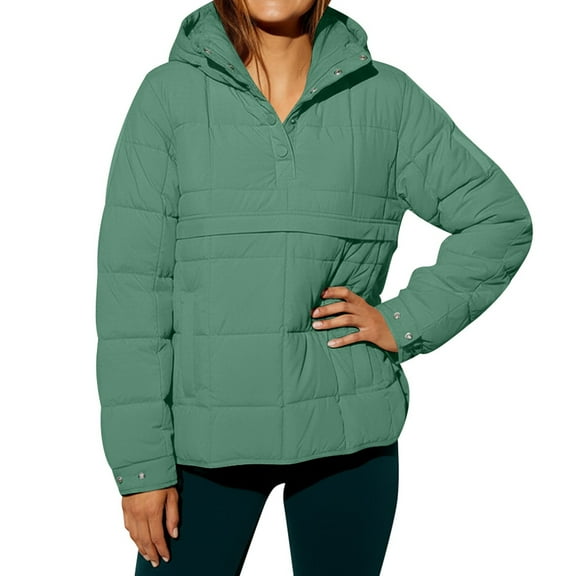 Womens Puffer Jackets Lightweight Quilted Pullover Jacket Padded Down Jackets Green M