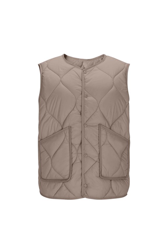 Womens Puffer Quilted Vest Lightweight Bubble Cap Sleeve Jacket Winter Warm Button Down Padded Gilet Winter Outerwear