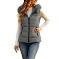 thumbnail image 1 of Womens Puffer Vest Hooded Sleeveless Zip Up Quilted Outerwear Vest with Pockets Casual Outerwear for Work or Travel, 1 of 7