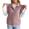 thumbnail image 1 of Womens Puffer Vest Lightweight Sleeveless Quilted Jackets Button Up Stand Collar Fall Winter Coat With Pockets, 1 of 5