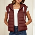 thumbnail image 1 of Womens Puffer Vest Lightweight Winter Sleeveless Jacket Quilted Outerwear with Hood Zip Up Down Vests with Pockets,S-3XL, 1 of 9