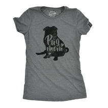 Womens Pug Mom T Shirt Funny Gift for Dog Mom Pet Owner Lover Vintage Graphic Womens Graphic Tees