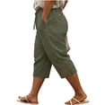 thumbnail image 1 of Womens Pull on Capris with Pockets, Plus Size Summer 3/4 Pants with Drawstring and Pocket Detail, Stretchy Solid Color Cropped Pants for Active Daily | TruHer,Light Blue 4XL, 1 of 6