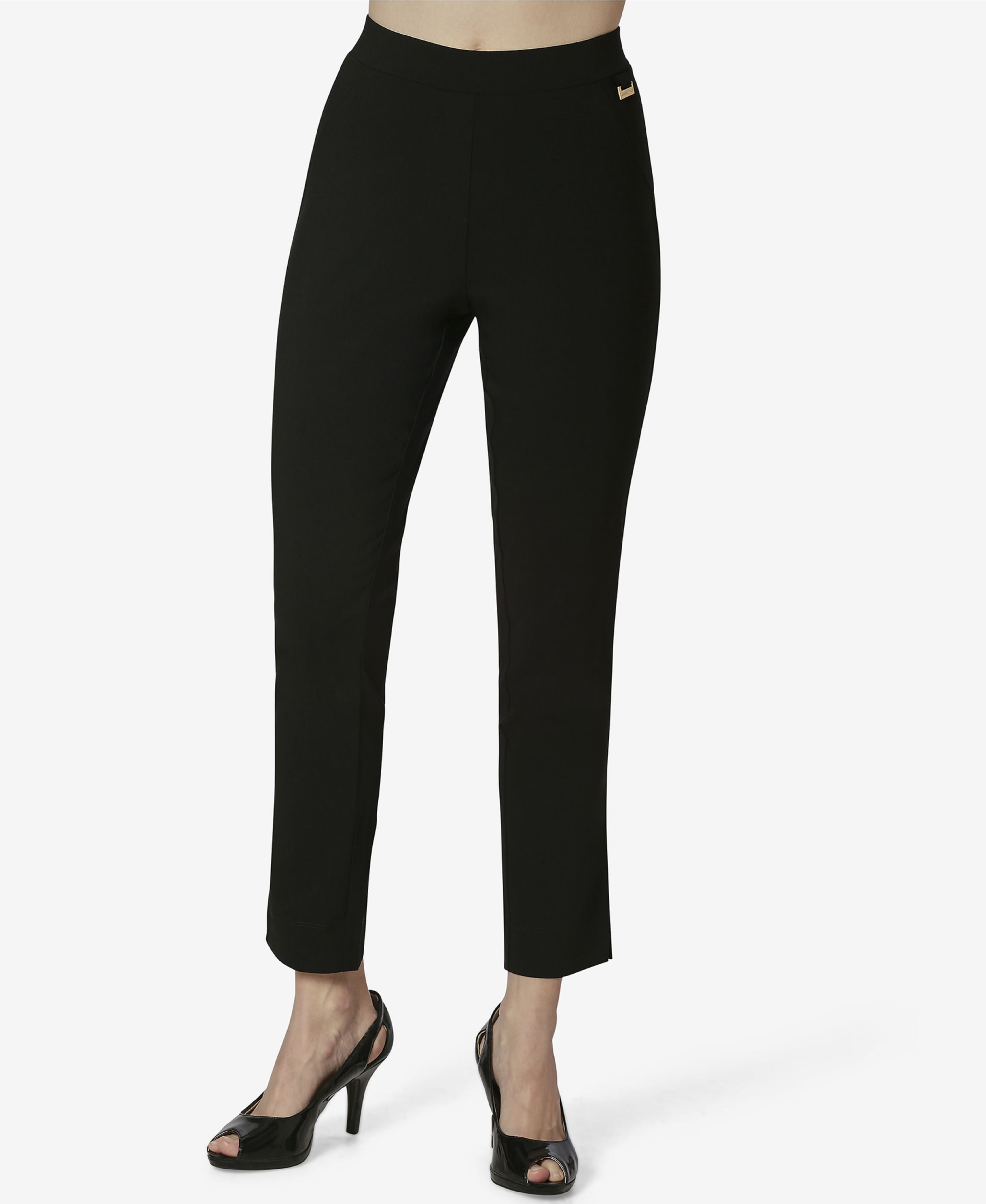 Womens Pull On Pants With Side Slits Sid Black M Walmart