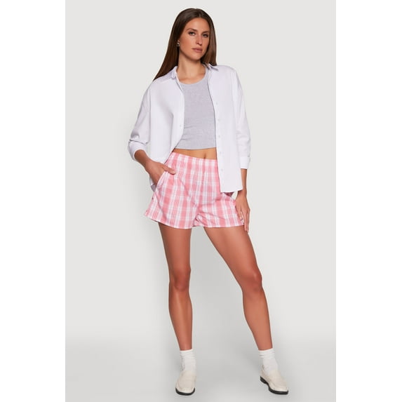Womens Pull On Plaid Shorts