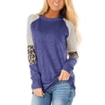 thumbnail image 1 of Womens Pullover Casual Crewneck Color Block Sweatshirt Leopard Printed Long Sleeve Tops Shirts, 1 of 2
