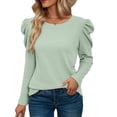 thumbnail image 1 of Womens Pullover Casual Crewneck Solid Color Sweatshirt Long Sleeve Tops Shirts, 1 of 3