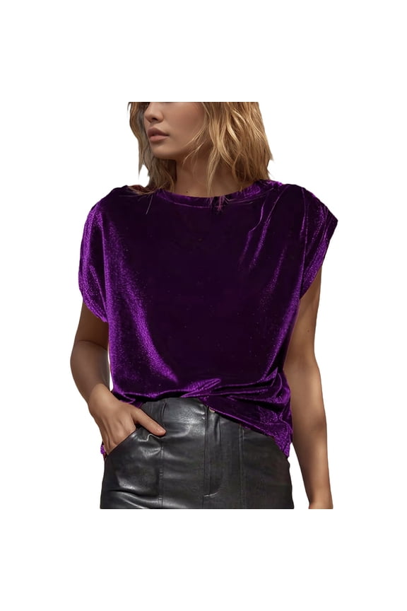 Womens Pullover Casual Fashion Korean Velvet Comfort Long Sleeve Elegant Basic Crop Tops for Women,Purple,S