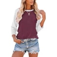 thumbnail image 1 of Womens Pullover Color Block Tunic Tops Casual Crewneck Long Sleeve T Shirt Loose Blouses, 1 of 2