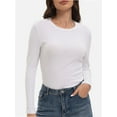 thumbnail image 1 of Womens Pullover Long Sleeve Crewneck Shirts Ribbed Knit Slim Fitted Casual Jumper Tops, 1 of 6