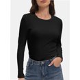 thumbnail image 1 of Womens Pullover Long Sleeve Crewneck Shirts Ribbed Knit Slim Fitted Casual Jumper Tops, 1 of 6