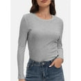 thumbnail image 1 of Womens Pullover Long Sleeve Crewneck Shirts Ribbed Knit Slim Fitted Casual Jumper Tops, 1 of 6