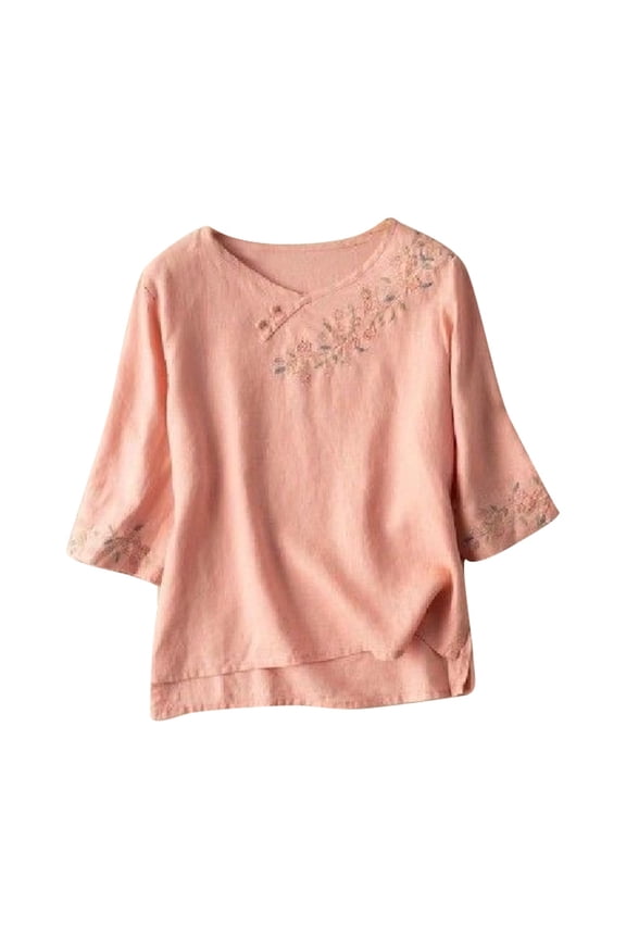 Womens Pullover Plus Size Loose Tunic Breathable & Comfort Boho Plus Size Womens Clothing,Pink,M