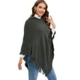 thumbnail image 1 of Womens Pullover Poncho Sweater Feel Shawl Loose Fitting Ponchos Wraps Baggy Tops for Fall Winter Gray/Red/Black/Khaki, 1 of 5