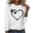 thumbnail image 1 of Womens Pullover Shirts Love Printed Trendy Fall Casual Loose Fitting Long Sleeve Round Neck Basic T-Shirt Tops,White,2XL, 1 of 5
