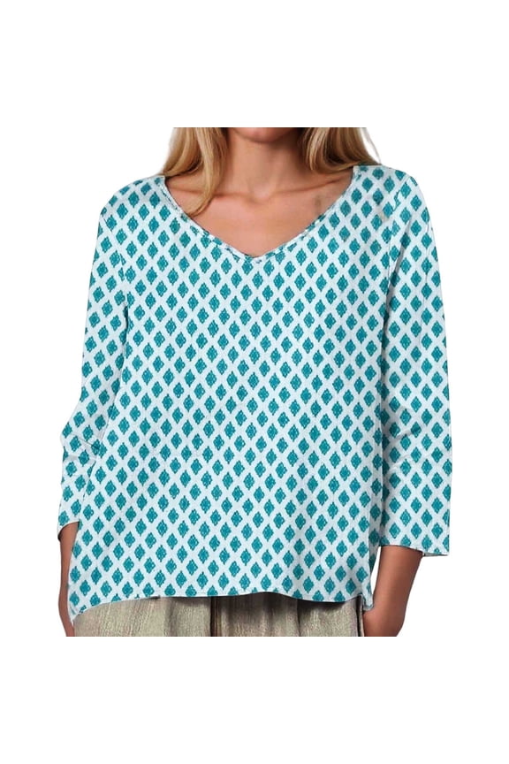 Womens Pullover Spring Cute Split Sleeve Printed Petite Clothing for Women,Green,M