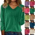 thumbnail image 1 of Womens Pullover Sweaters 2025 Casual Long Sleeve V Neck Lightweight Loose Knit Tops Hot Pink XL, 1 of 9