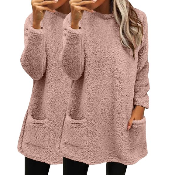 Womens Pullover Sweaters, Yigetop Women's Fuzzy Knit Sweaters Long Sleeve Pullover Fall Sweater Oversized Sweaters 2025 Winter Pullover Sweater Tops Cozy Fall Sweaters, Pink 5XL
