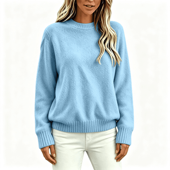 Womens Pullover Sweaters with Pocekt Casual Loose Fit Long Sleeve Lightweight Warm Fall Winter Tops Khaki XL