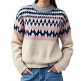 thumbnail image 1 of Womens Pullover Vintage Printed Sweaters Fall Winter Casual Loose Long Sleeve Turtleneck Knitted Sweaters Tops, 1 of 5