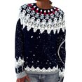 thumbnail image 1 of Womens Pullover Vintage Sweater Plus Size Ethnic Fair Isle Sweater Fall Long Sleeve Casual Boho Tops Knitwear Dark Blue, XXL, 1 of 4