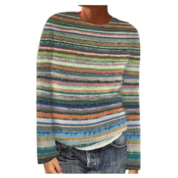 Womens Pullover Vintage Sweaters Winter Fall Casual Loose Long Sleeve Knitted Sweater Tops