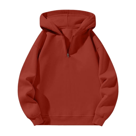 Womens Pullover, Yigetop Ladies' Casual Half Zipper Hoodie Loose Sports Sweatshirt 1/4 Zip Pullover Women Brick Red L