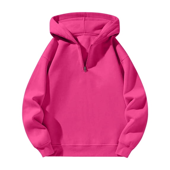 Womens Pullover, Yigetop Ladies' Casual Half Zipper Hoodie Loose Sports Sweatshirt 1/4 Zip Pullover Women Hot Pink 3XL