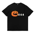 thumbnail image 1 of Womens Pumpkin Ghosts Graphic Cute Tee T-shirt Top Breathable Floral Short Sleeve Round Neck Black S-5XL, 1 of 5