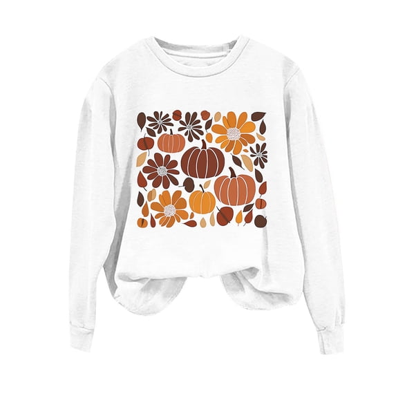 Womens Pumpkin Oil Painting Print Sweatshirt Fleece Pullover Sweater Blouses Relaxed Fit Long Sleeve Sweaters Tops Spring Outfits 2025 Pullover Fall Winter Clothes