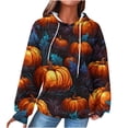 thumbnail image 1 of Womens Pumpkin Waffle Hoodie Sweatshirt,Halloween Hoodie for Women Casual Long Sleeve Cable Knit Pullover Sweaters Plus Size Sweatshirt Cozy Chunky Drawstring Hoodies, 1 of 6