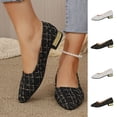thumbnail image 1 of Womens Pumps Block Heel Pumps Plus Size Casual Fashion Tweed Fabric Pointed Toe Chunky Heel Shoes for Spring Summer Daily Walking, 1 of 10