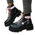 thumbnail image 1 of Womens Punk Ankle Boots Trendy Buckle Strappy Gothic Lug Sole Platform Lace up Mid Calf Booties Waterproof Leather Combat Boots, 1 of 7
