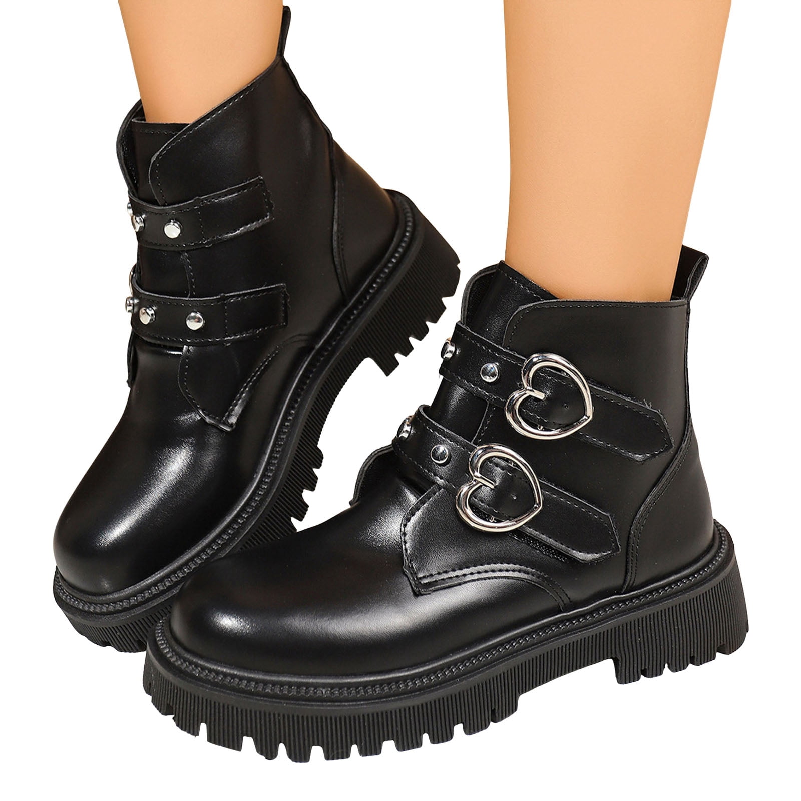 Womens Punk Ankle Boots Trendy Buckle Strappy Gothic Lug Sole