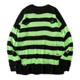 thumbnail image 1 of Womens Punk Gothic Sweater Loose Oversized Striped Ripped Pullover Knit Sweaters, 1 of 2