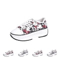thumbnail image 1 of Womens Punk Round Toe Canvas Sneakers Skull Floral Print Lace Up Platform Daily Casual Shoes Red 41, 1 of 5