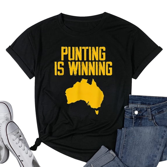 Womens Punting Is Winning Australia Map T-Shirt Black 4X-Large