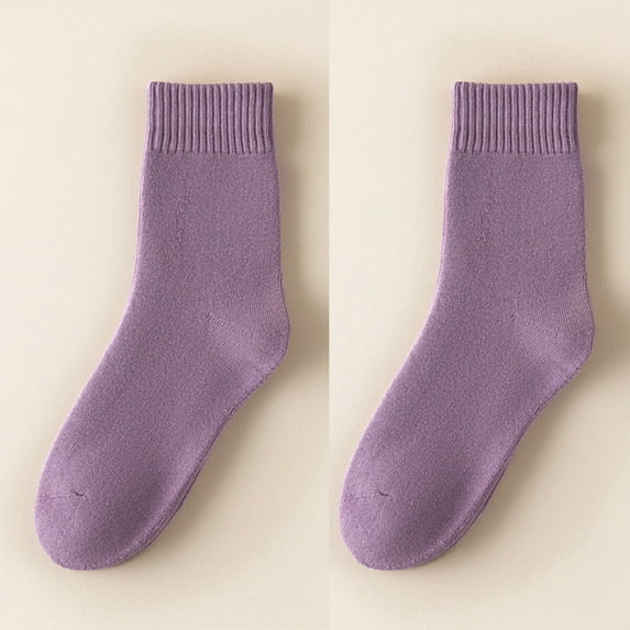 Womens Purple Crew Socks - Soft Breathable, Seamless Toe Non-Slip Ribbed Cuff, One Size Fits US 5-10, Everyday Casual Home Office Socks,Size Free Size